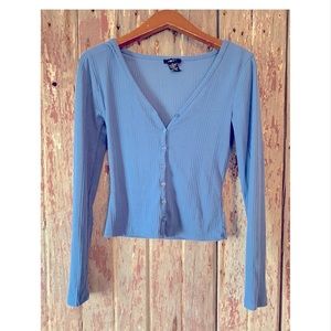 Periwinkle button up top